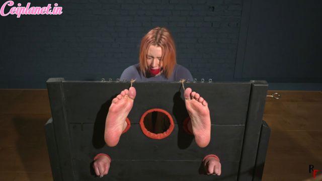RFStudioProduction – Astrid in Heavy Stocks with a Huge BallGag – Intense Four-Handed Tickling and Bastinado