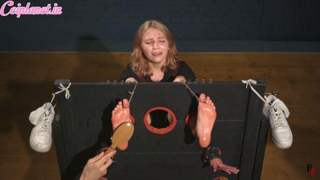 RFStudioProduction – Bramble in Heavy Stocks – A Mix of Simultaneous Tickling and Bastinado   Ballgag, NoseHook, and Blindfold
