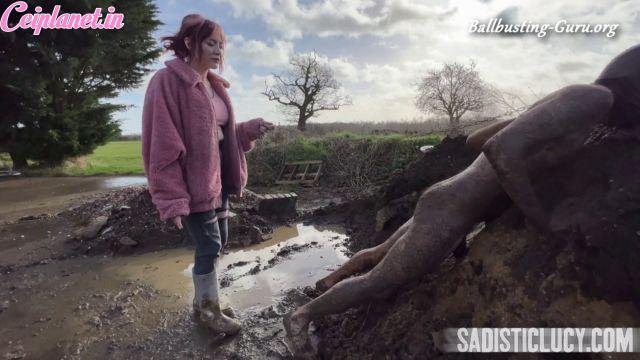 Extreme ballbusting in the mud Miss Eva Ray