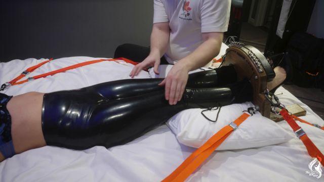 Girl Next Door Domme Lottie LaLay Stocked, Toetied and Tickled in Latex Pants