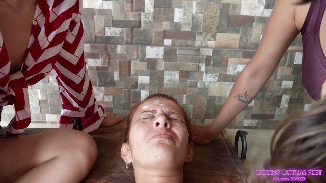 Licking Latinas Feet – Anita And Nika – Two Cruel Girls Have Fun Using This Slut As a Human Spittoon